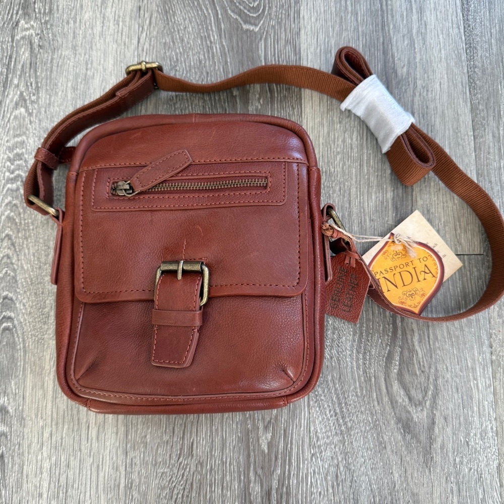 Passport to India Genuine Leather Crossbody Bag